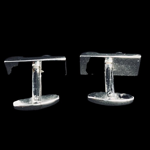 Vintage Sarah Coventry Silver Tone And Black Cufflinks & Tie Bar Set (4673) - Picture 3 of 7